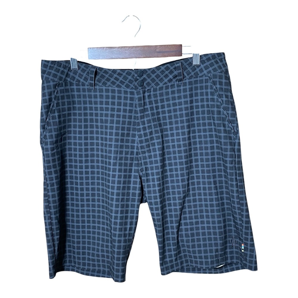 Smartwool Mens Shorts Large Gray Black Grid Merino Wool Blend Hiking Outdoor